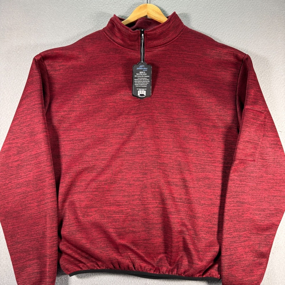 Jackson Hole Outerwear Mens 2XL Red Space Dyed Quarter Zip Fleece Jacket SW036